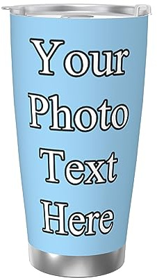 NLWQEKV Personalised Insulated Tumbler 20OZ Custom Stainless Steel Mug with Photo Text, Personalised Travel Coffee Mug Custom Water Mug Car Cup Gifts for Men Women Dad Mom Teacher