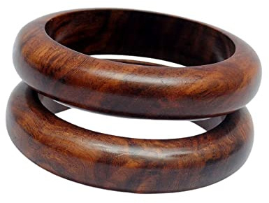 Pure Hands Spunky Tropicalia – Set of 2 Handcrafted Sisoo Wood Bangles, Satin Wax Finish, Eco-Friendly Jewelry, Lightweight & Elegant, Bohemian & Minimalist Style | Tropicalia Woodland Collection