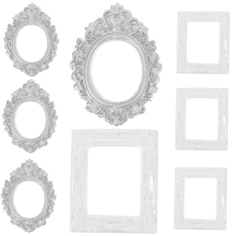 STOBAZA Stk Fotorahmen Selber Machen Diy Bastelmaterial Mini-retro-bilderrahmen Miniatur-puppenhauszubehör Kompakter Bilderrahmen Mini-häuser Goldene Wohnkultur Ovaler Bilderrahmen Harz
