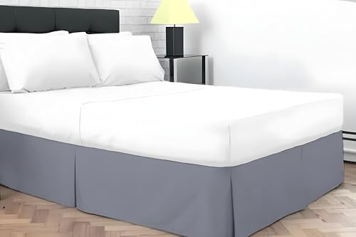 Dazzle Collection® - Mantovana da letto pieghettata in policotone tinta unita | Singolo | Doppio | King | Super King | (Grigio, Singolo)