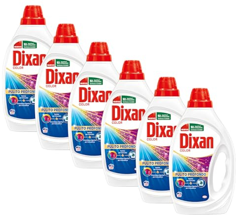 Dixan Detersivo Lavatrice Liquido Color, 6 confezioni da 19 lavaggi, 114 lavaggi totali