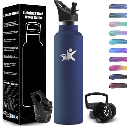 HoneyHolly Borraccia Termica 1 Litro, Senza BPA, Borraccia Termica, Sottovuoto a Doppia Parete, Bottiglia Termica, 18/8 Acciaio Inox, Borracce Termiche, con Cannuccia, Termos per Palestra, Sport, Bici