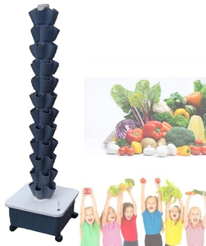 YCNLYSSR Kit de Torre de Cultivo Vertical, Torre de Cultivo hidropónico Vertical sin Suelo, Torre hidropónica, Invernadero para huertos domésticos, Gris, 12 Capas