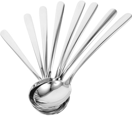 Alipis 8 Pièces Cuillères à Soupe Acier Inoxydable à Tête Ronde Design Élégant pour Soupe Autres Plats Asiatiques Parfaites pour Dîners Famille Réunions