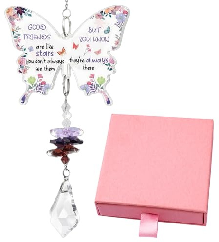 GIEEU Regalos para amigas para mujeres, atrapasueños de mariposa de cristal para la mejor amistad, regalos de cumpleaños, Navidad, graduación para mi mejor amiga, aniversario, boda, regalos de