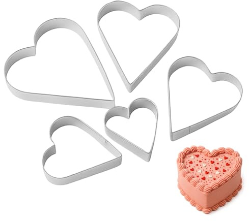 Girihe 5 PCS Heart Cutter, Premium Stainless Steel Heart Shapes Cutter Heartt Cookie Cutterr, Heartt Shaped Cutters for Baking Scones Making Homemade Treats and Gifts