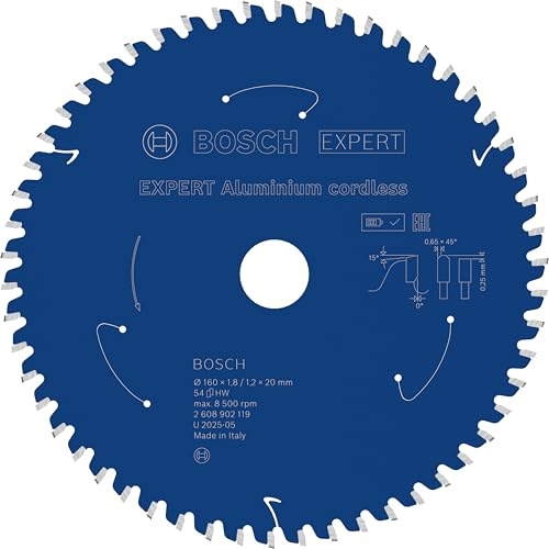 Bosch 1x EXPERT Aluminium cordless Kreissägeblatt für Handkreissägen (für Aluminium, Ø mm, Professional Zubehör Akku-Handkreissägen)