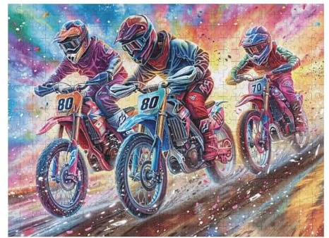 Premium Grupo de Pilotos de Motocross Montaña Aventura Salvaje Puzzle 500 Piezas para Adultos Cautivador Divertido Y Creativo Ideal para Pasar Tiempo Libre 500 PCS（52×38cm）