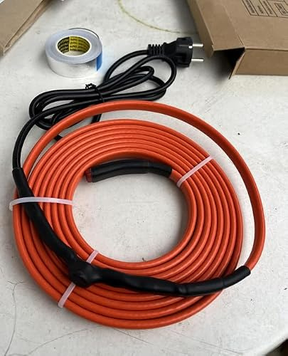 ANAUU - Cavo riscaldante autoregolante da 25 W/m, impermeabile, con termostato integrato, protezione antigelo con spina di contatto di protezione, per condutture dell'acqua, grondaia e abbeveratoi (6