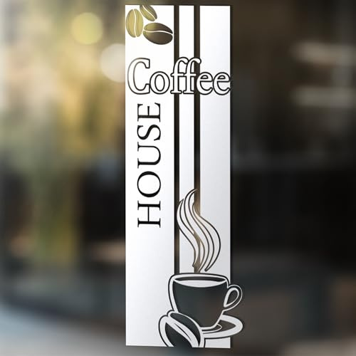 GRAZDesign Fenstertattoo Küche Kaffee, Coffee House mit Tasse, Selbstklebende Fensterfolie Aufkleber für Glastür / 105x40cm