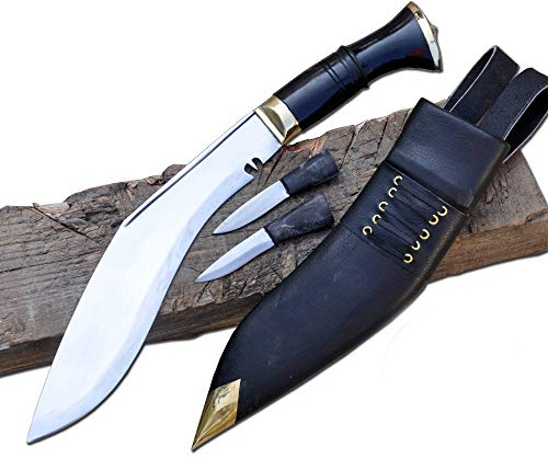 Everest collection Messer, Militärisches Kukri, Nepalese Stil, Kohlenstoffstahl Klinge, 12 cm, Horn Griff, Wiederverwendbar, Camping