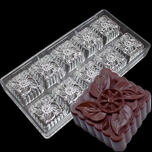 Cuadrado Chocolate molde, forma de la flor moldes para Chocolate (policarbonato, Jelly Candy DIY hacer decoración fondant tartas, molde, hornear del Sweet Candy Fondant para hornear bandeja