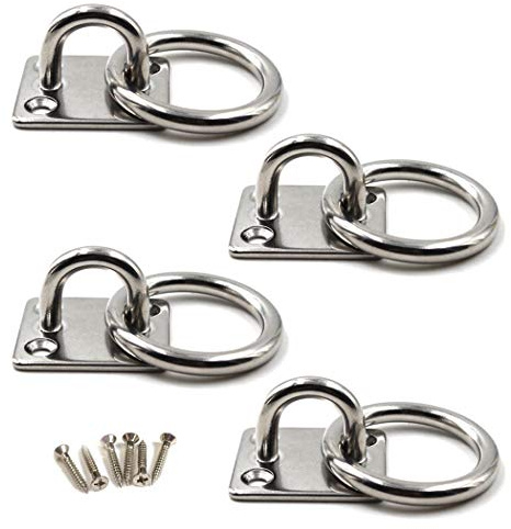 M6 Augplatte 304 Edelstahl Haken Wandmontage Haken Mit Ring Packung mit 4 (Schrauben enthalten)