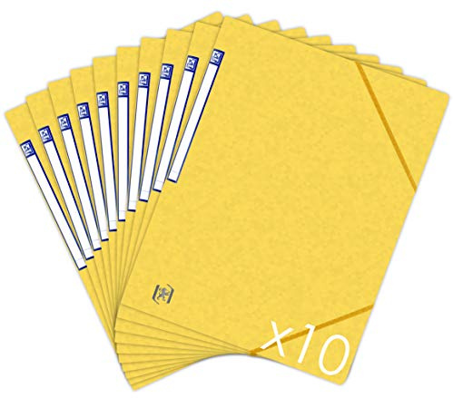 OXFORD TopFile+ - Carpetas de cartón sin solapas (formato A4, 10 unidades), color amarillo