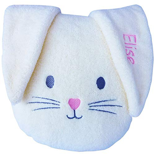 Hasen Kissen personalisiert mit Name 40 x 16 x 28 cm | Mit Individuellen Namen Bestickt in hellblau oder rosa, Geschenkidee Kissen, knuddeliges Hasenkissen individuell Besticktes Kissen Hase