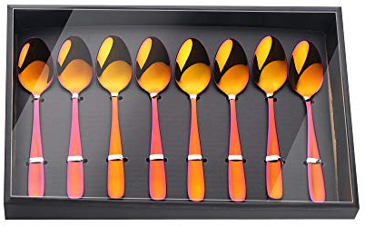 Buyer Star Kaffeelöffel, Sunset Red Dessertlöffel 18/10 Edelstahl Teelöffel Espresso Löffel Set von 8 Stück, 5,31 Zoll kleine Metalllöffel mit schwarzer Geschenkbox