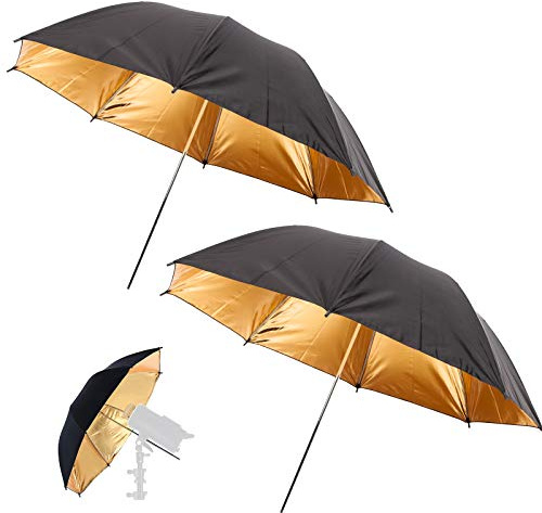 2 x Reflexschirm Schwarz Gold 84cm 33 Zoll Studioschirme Diffusor Reflektor Studio Schrim Blitzschirm für Fotografie