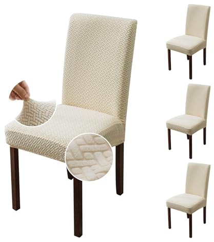 Genina Chair Covers for Dining Room Set of 4 Dining Chair Slipcovers Stretch Kitchen Parsons Chair Cover,Beige