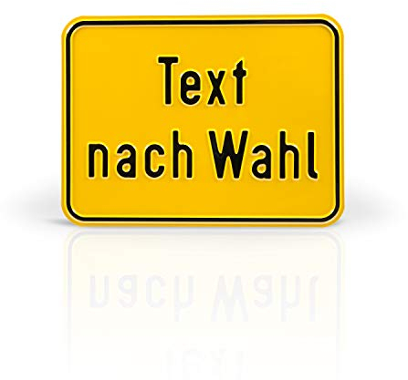 Betriebsausstattung24 Schild mit Text nach Wahl - Aluminium, geprägt - 30,0 x 20,0 cm - 3 x 15 Zeichen - gelb - Wunschtext