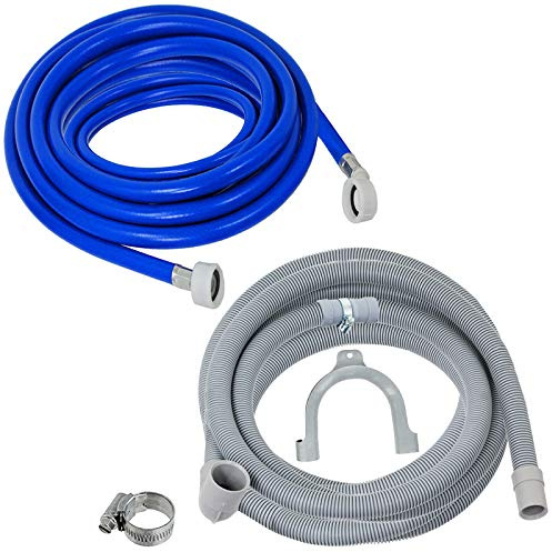 SPARES2GO Universal Füllschlauch + Ablaufschlauch & Verlängerungsset für Waschmaschine (extra lang 5 Meter)