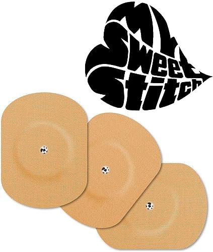 MySweetStitch - 25 x Freestyle Libre 1 & 2 Pflaster Oval mit Belüftungsloch, Overpatch Ø 70 x 55mm, wasserfest, atmungsaktiv, hautfreundlich, Made in Germany, Beige