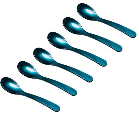 Heim Söhne 6er Set Acrylglas Löffel ca. 12,2 cm – Zauberhafte Eierlöffel in Perlmuttoptik für unvergessliche Momente beim Frühstück, Dessert & mehr – Handgefertigt in Deutschland (Petrol)