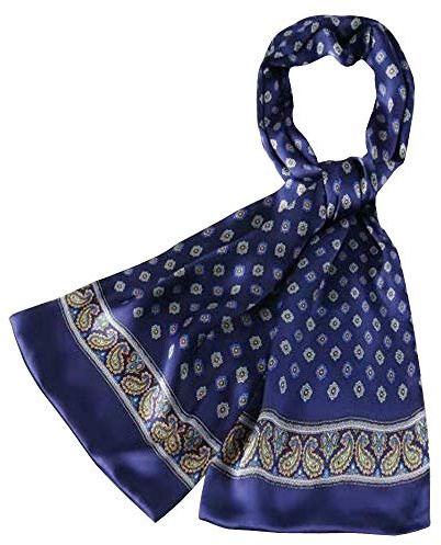 UK_Stone 100% Seide Paisley Blumen Halstuch Herren Schal (Paisley # 10 Dunkelblau)