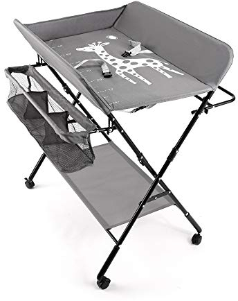 wuuhoo® mobiler Wickeltisch Melvin - höhenverstellbare Wickelkommode für Unterwegs, hochwertige Stoffqualität, Klappwickeltisch mit Rollen und Stauraum, Reisewickelkommode Mit Rollen