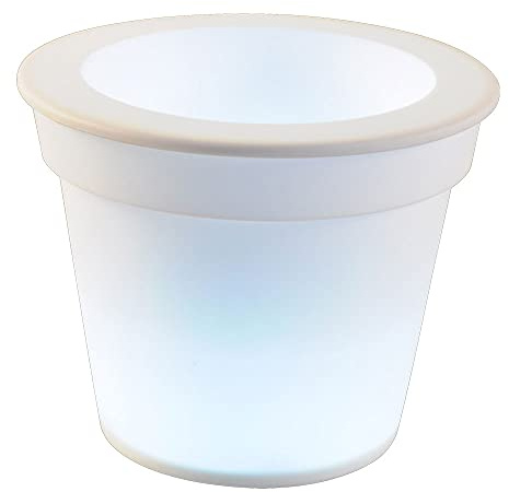 2x Solar LED Blumenkübel Blumentopf Blumentopf leuchtend Solar Blumentopf Beleuchtung, weiß satiniert, Akku LED neutralweiß, H 19 cm