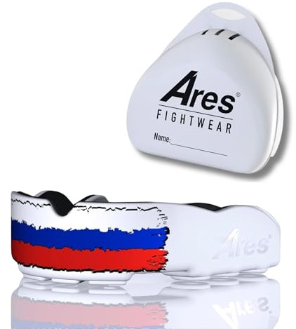 Ares Fightwear® SlimLine Mundschutz Boxen inkl. Aufbewahrungsbox für Kampfsport, MMA & Athleten I Maximaler Zahnschutz dank Optimaler Passform I Profi Mouthguard für Herren & Damen