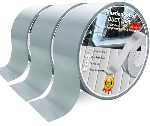 3pcs Duct Tape Heavy Duty Waterproof, Premium Sliver/Grey Strong Adhesive Flex Seal Duct Tape Bulk for Ductwork Repair, Carpet Tape, Dryer Vent, HVAC (65 FT*2 Inch*190μm,70Mesh) Indoor Outdoor Hose