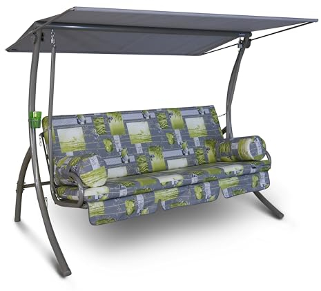 Angerer Freizeitmöbel GmbH Hollywoodschaukel Dream - Gartenschaukel Made in Germany - Schaukel zum Sitzen, Liegen und Entspannen - inklusive Bett-Funktion - einfache Montage (Grau Bambus)