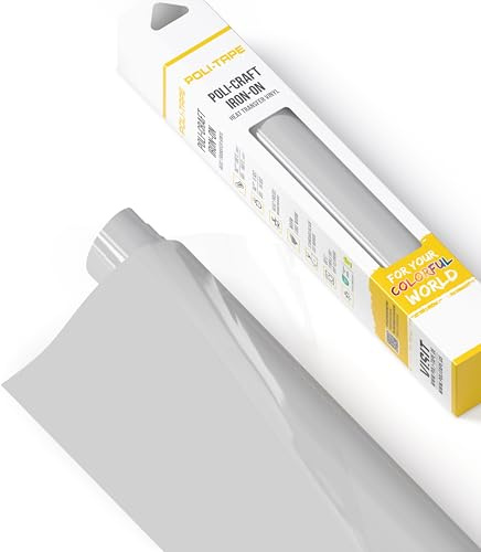 POLI-FLEX® TURBO® - Transferfolie für Textilien - Flexfolie zum Aufbügeln, Plotterfolie für DIY Shirts, Hellgrau matt, 30,5 cm x 122 cm