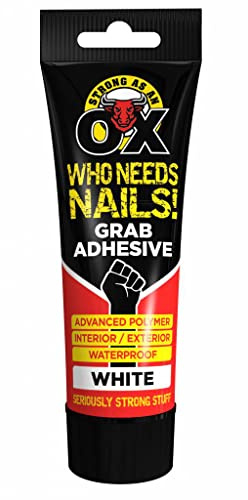 184ml Adhesive tube WHITE Multipurpose Extra Strong Faster & Stronger Adhesive Glue for Bonding Wood, Ceramic, Metal and More Instant Grab Adhesive