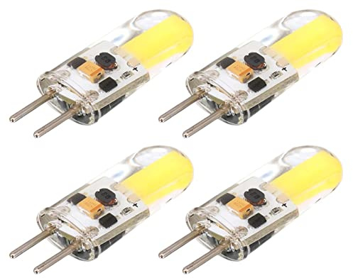 Gesuter .35 LED Bulb - 3W Equivalent to 30W Bi-pin Base Halogen Bulb,AC/DC 12V Warm/Cool White Dimmable for Pendant Light, Desk Light, Landscape Lighting (4 Pack)