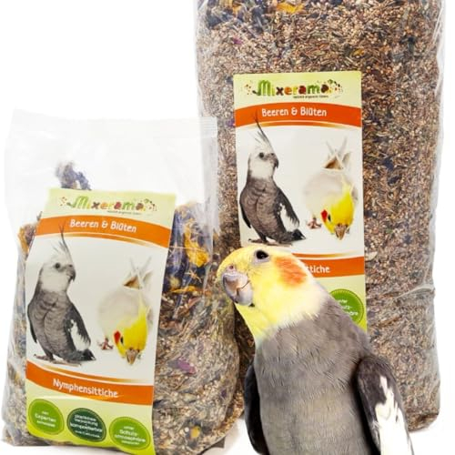 Mixerama Nymphensittiche Beeren & Blüten - natürliches Futter für den Nymphensittich mit Früchten Sittichfutter Vogelfutter Größe 1 kg