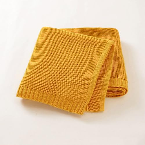 Gestickter Name Baby Decke Baby Bad Kinderwagen Decke Neugeborenes Baby Geschenk Personalisierte Weiche Atmungsaktive Baumwolle Gestrickte Decke (Orange,Embroidered Name)