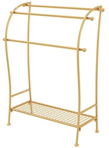 Handtuchständer Freistehend Handtuchleiter Stehend Großer Stehender Handtuchhalter Aus Metall Mit Ablage, 3-stufiger Handtuchhalter Für Aufhängen Der Badewanne Handtuchhalter Stehend ( Color : Gold )