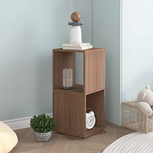 QZZCED Dekoratives Regal Wohnzimmerregal Bücherschrank Büro-Bücherregal Drehregal Sonoma-Eiche 34.5x34.5x75.5 cm Holzwerkstoff für Wohnzimmer, Schlafzimmer, Büro