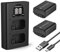 Onshida NP-FW50 Akku 2 Pack 1200mAh Batterie Ladegerät für Sony ZV-E10 Alpha A6000 A6500 A6300 A5100 A7II A7RII A7SII A7S A7S2 A7R A7R2 A3000 A33 A35 A37 A55 RX10 NEX5 Kamera