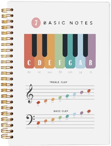 Ecezatik Piano Notebook, Music Notebook Journal for Music Students Lovers Songwriters Composers Musicians Teachers, Music Writing Notebook, Piano Music Theory Spiral Notebook 5.5x8.3 Inches