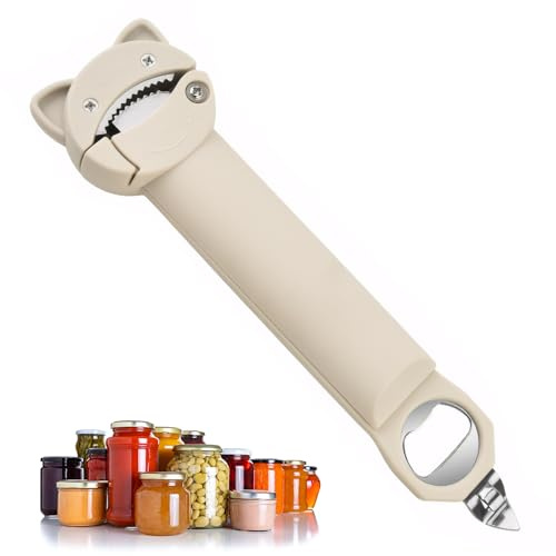 Multifunctional Magnetic Can Opener Jar Lid Opener Retractable Bottle Jar Opener for Weak Hands Arthritis Hands & Seniors Kitchen Gadget(White)
