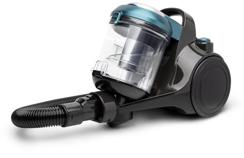H.Koenig STC62, Aspirapolvere ciclonico senza sacco, 2,5 litri, potente 850 W, aspirapolvere a traino, silenzioso, compatto, leggero, per suoli duri, tappeti, tessuti, Filtro HEPA 12, Blu