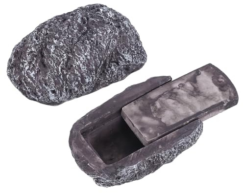 QUARKZMAN Steinattrappe Schlüsselversteck mit Geheimfach, Schwarz Weiß | zum diskreten und sicheren Verstauen von Schlüsseln, Bargeld und Wertsachen