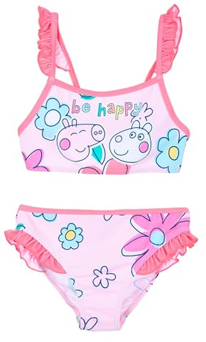 Disney Peppa Wutz Pig Bikini Mädchen | kleine Geschenke für Kinder | Bademode | Zweiteiler | Urlaub Must-Haves | Schwimmen | Badeanzug | Outdoor Spielzeug (DE/NL/SE/PL, Numerisch, 116, Regular, Rosa)