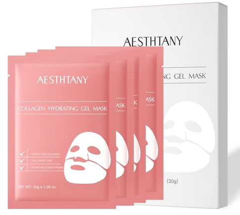 OKADY 4-Pack Collagen Face Mask, Korean Face Masks,Intensive Hydrating Gel Facial Treatment for Plumper, Dewy Skin & Refined Pores Appearance, Face Masks Skincare for All Skin Types
