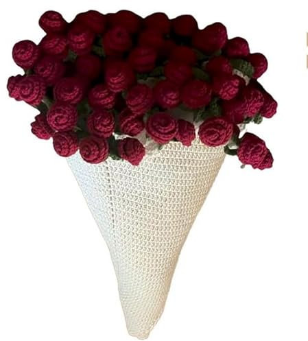 Coperta con Bouquet di Fiori All'Uncinetto-Accogliente Rosa Rugosa Fatta A Mano, Coperta Fai Da Te Come Regalo Per La Festa Della Mamma, Compleanno, Giorno di Natale, Decorazione Casa (Kit di material