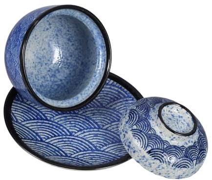 PRETYZOOM ciotola di noodle giapponese zuppiera da cucina ciotole di zuppa giapponese piccola ciotola di riso giapponese ciotola del ristorante giapponese ciotola di ramen ceramica Blu