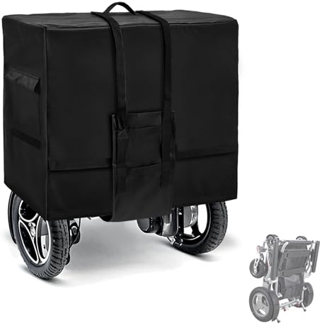 Rileytee Foldable Wheelchair Travel Bag for Airplane,Heavy Duty 600D Waterproof Dustproof Portable Folding Electric Wheelchair Covers for Travel (23''W x 14''D x 17''H x Skirt 30)