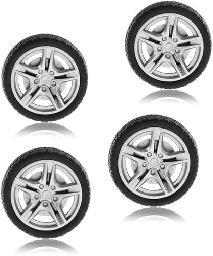 4 ruote nere giocattolo per auto, 48 mm, simulazione di gomma, modellino giocattolo fai da te, pezzi di ricambio radiocomandati di facile installazione, di piccole dimensioni, veicoli e parti